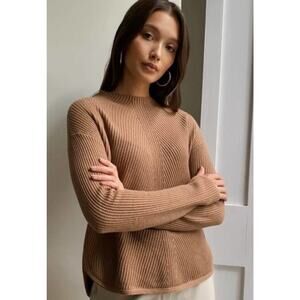 Aritzia Babaton Chalmers Wool Blend Knit Sweater•XS• Beige Camel Brown Ribbed